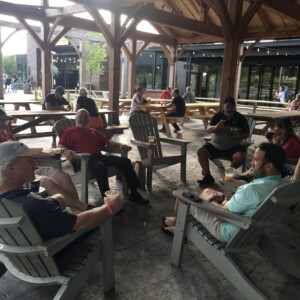 Golfers enjoy some cold brews and good conversation at Tree House Brewing Company in Charlton following the tournament