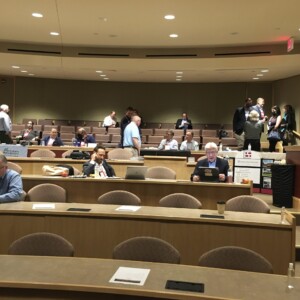 Joint Bus Association Meeting attendees network between presentations